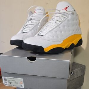 Jordan Men's White and Yellow High-Top Sneakers